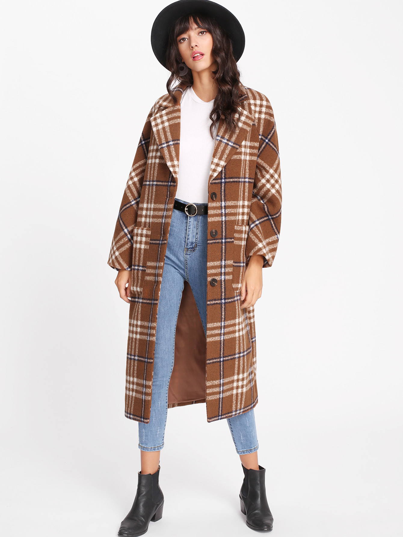 Manteau long tartan | SHEIN