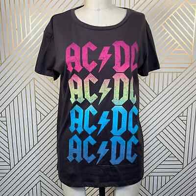 NWT Chaser AC/DC Band Graphic Tee Shirt Charcoal Gray Neon Cotton Blend Size M | eBay US