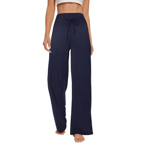 Women's Wide Leg Pajama Pants - Comfy Plaid Lounge Pants Stretch Casual Dress Loose Yoga Pants | Amazon (US)
