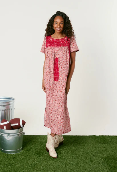 Liliana Floral Rojo Midi Dress | Mi Golondrina