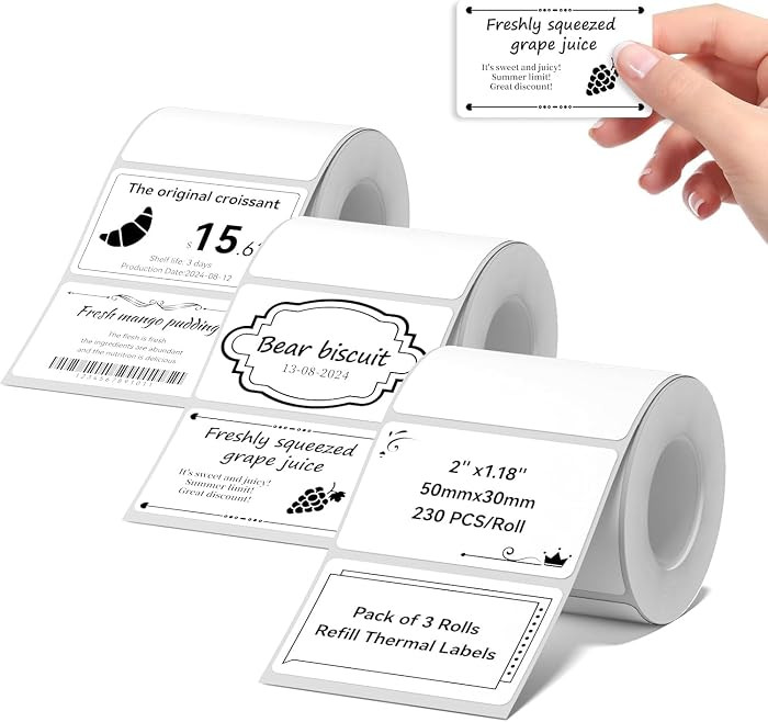 NIIMBOT Thermal Label Maker Paper 50\u00d730 mm 230 Labels/Roll White 3Packs, for B1 B21 B31 B3S ... | Amazon (US)