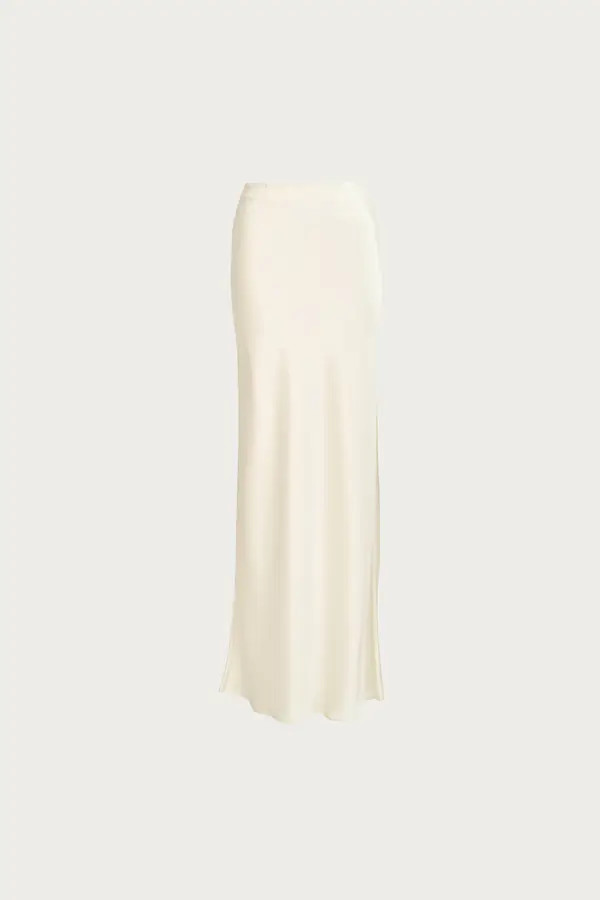 Satin Maxi Skirt (Cream) | SAME