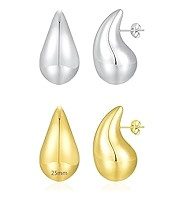 Apsvo Chunky 14K Gold Plated Hoop Earrings for Women, Lightweight Waterdrop Hollow Open Hoops, Hy... | Amazon (US)