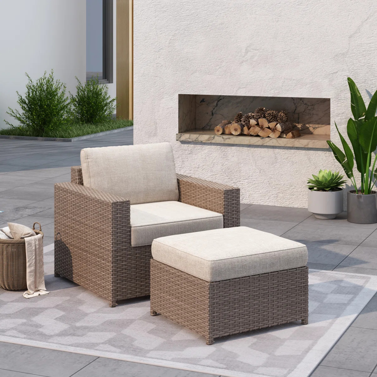 Amberson Fully Assembled 33'' Wide Outdoor Wicker Patio Sofa with Cushions | Wayfair North America