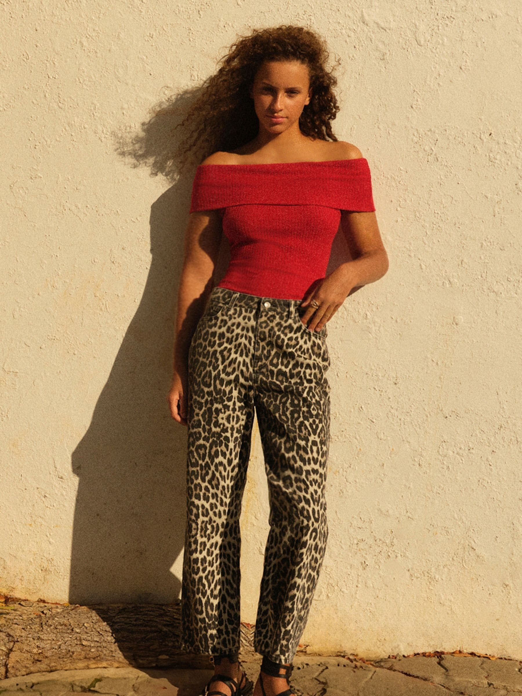 Buy Leopard Print Straight Leg 100% Cotton Jeans from Next Ireland | Next EU