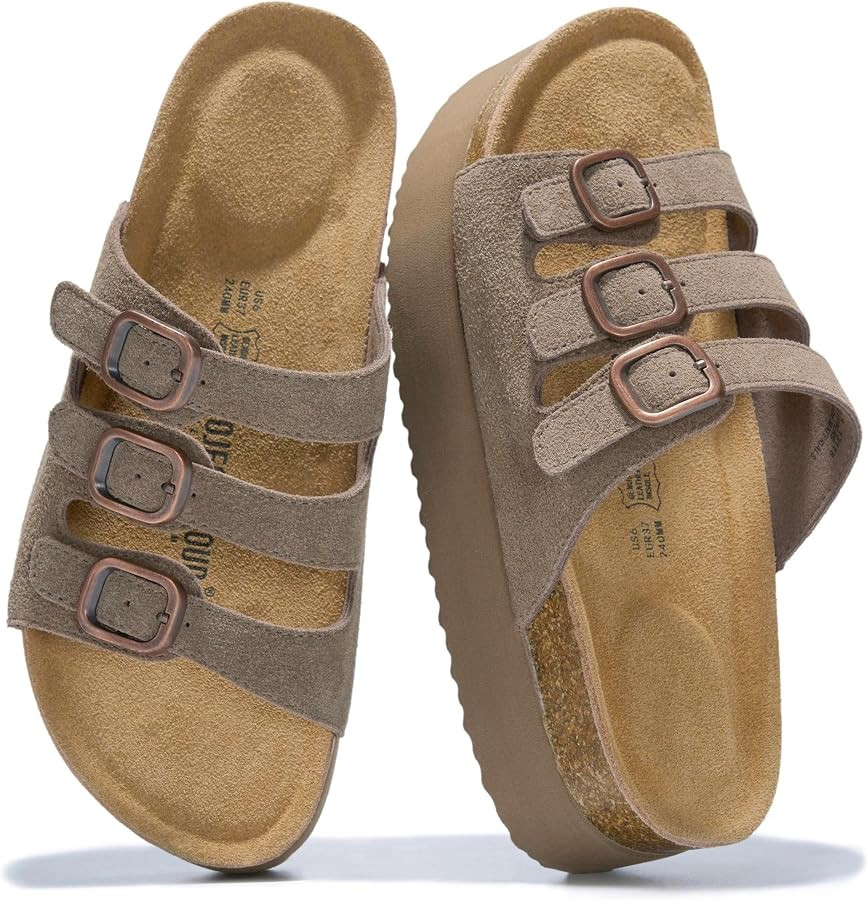 Project Cloud 100% Genuine Leather Platform Sandals Women Footwear - Comfortable Womens Slides Me... | Amazon (US)