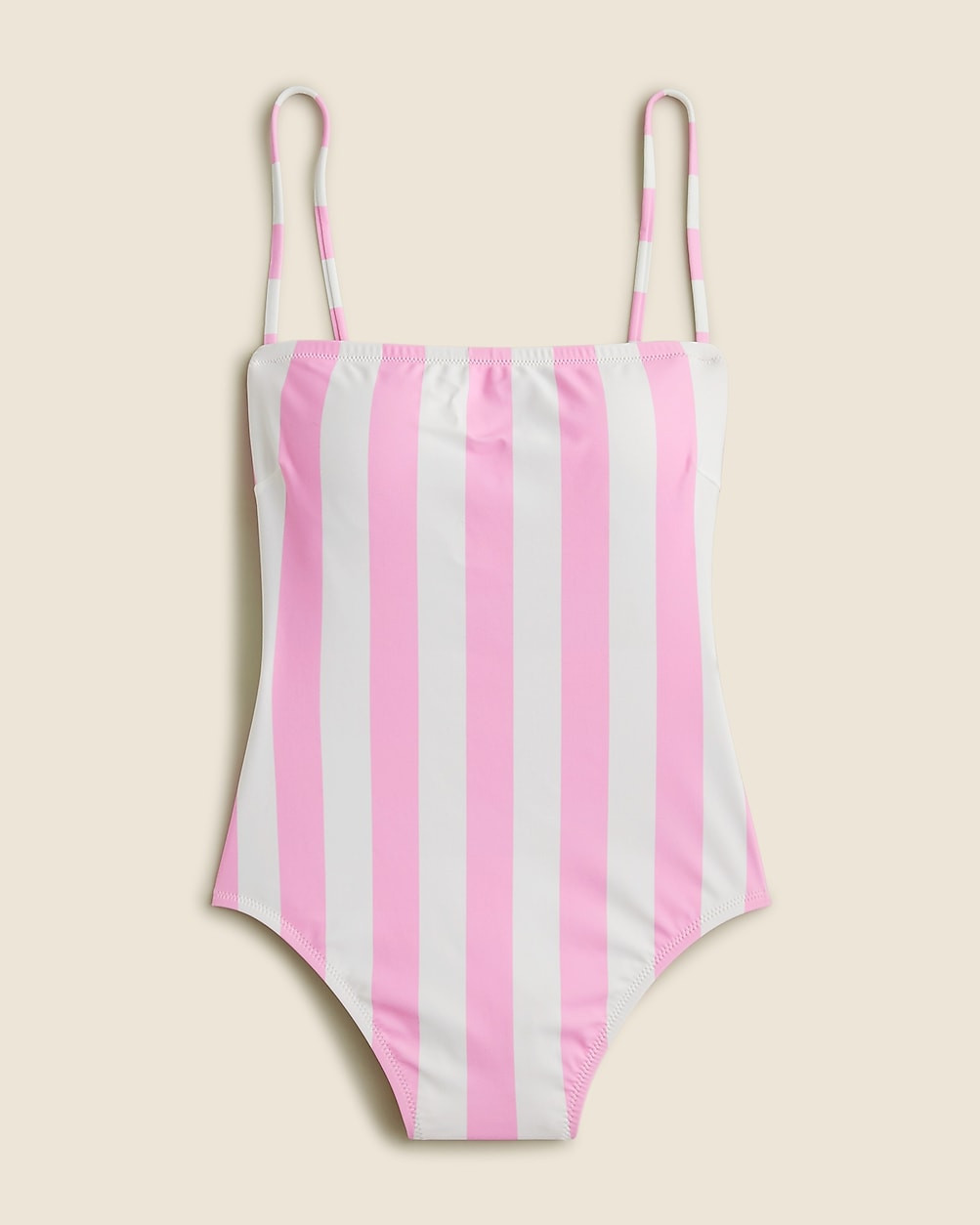 Squareneck one-piece swimsuit in pink stripe | J. Crew US