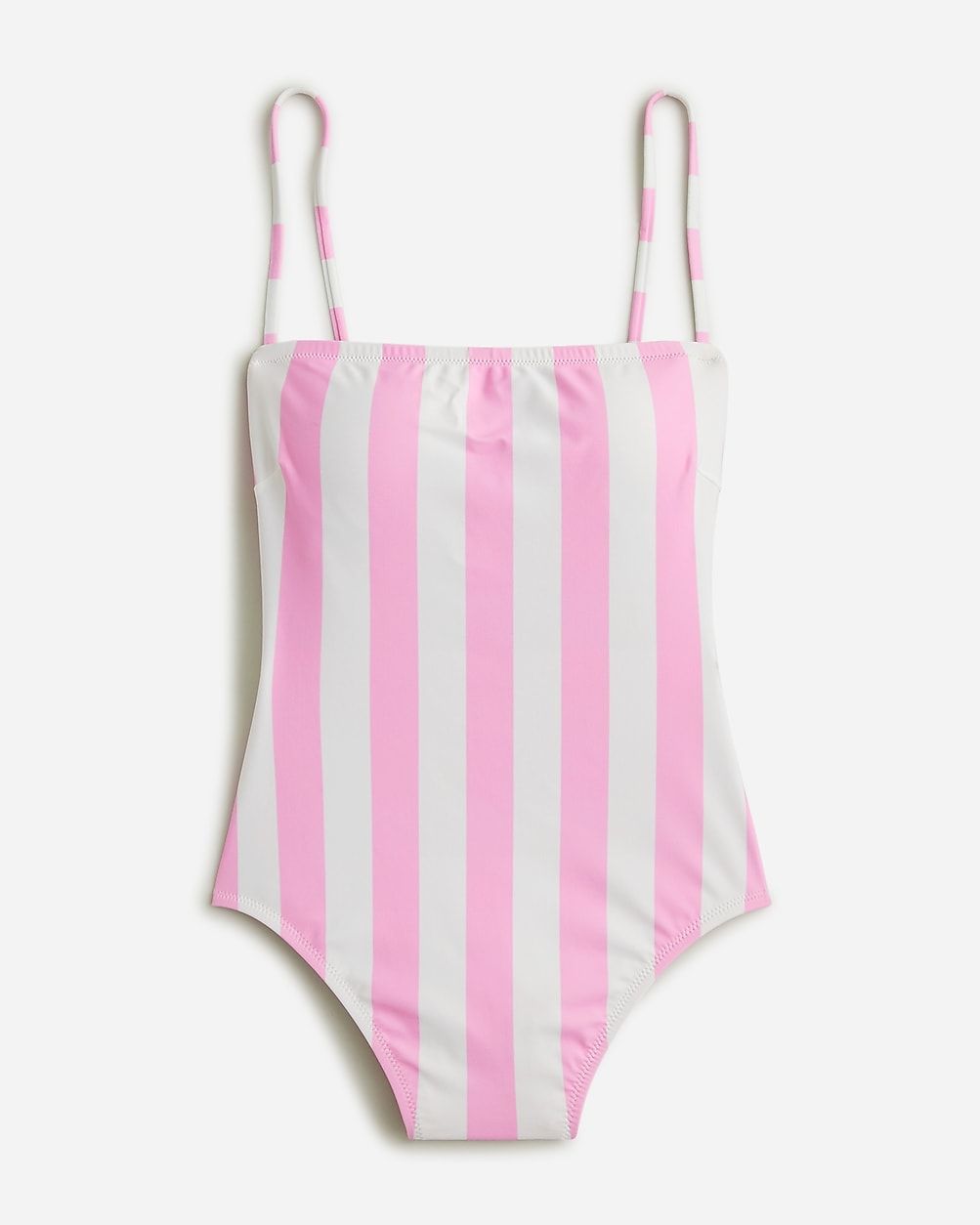 Squareneck one-piece swimsuit in pink stripe | J.Crew US