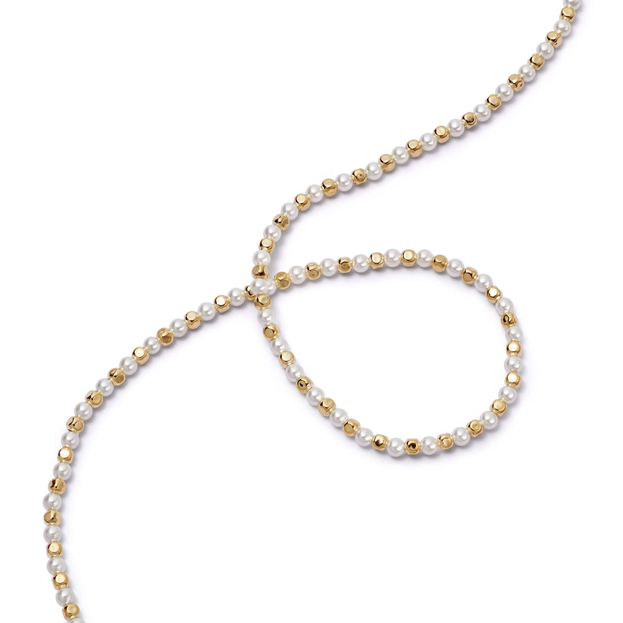 Pearl And Bead Necklace 18ct Gold Plate | Daisy London Jewellery