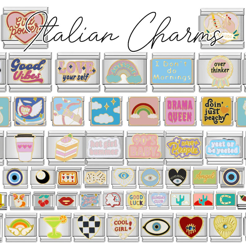 Italian Charms Stainless Steel Charms, NEW Italian Charm Designs, Custom Make Your Bracelet, Vint... | Etsy (US)