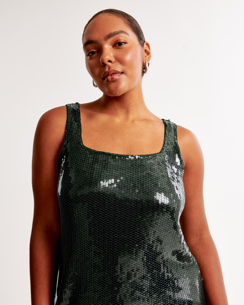Sequin Squareneck Mini Dress | Abercrombie & Fitch (US)