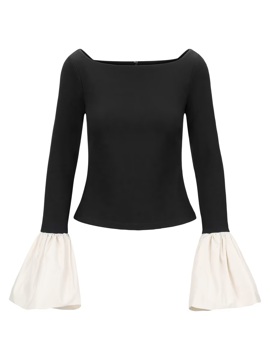 StaudPaige Jersey Contrast-Cuff Top | Saks Fifth Avenue