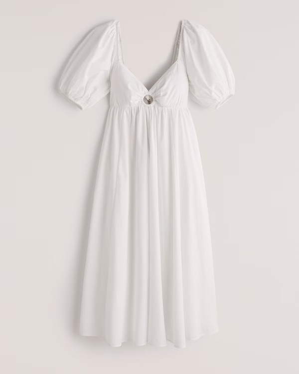 O-Ring Puff Sleeve Midi Dress | Abercrombie & Fitch (US)