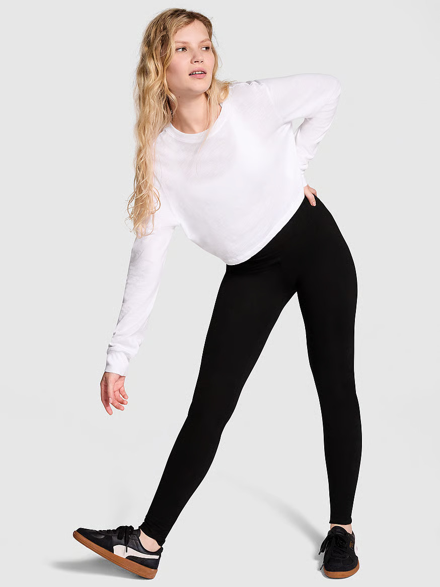 Buy All-Day Cotton Leggings, Pure Black - Order Bottoms online - Victoria's Secret US | Victoria's Secret (US / CA )