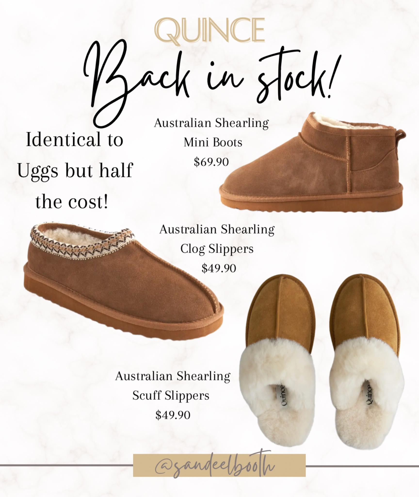 ✨BACK IN STOCK!!✨

Guys, you’ve got to RUN and get these amazing UGGs quality QUINCE Australian Shearling slippers and mini boots!! They’re HALF THE PRICE of UGGs but the same amazing quality!  

#LTKunder50 #LTKstyletip #LTKfamily