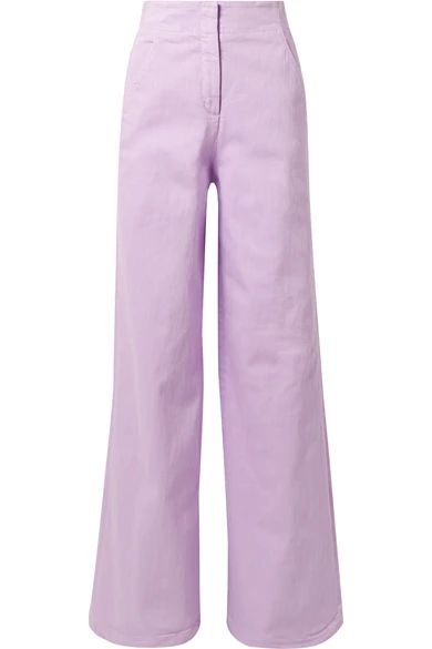 Tibi - Cotton-blend Wide-leg Pants - Lavender | NET-A-PORTER (US)