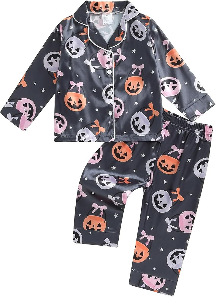 Kids Girl Valentines Pajamas Long Sleeve Heart Print Lapel Button Shirt Pajama Pants 2Pcs Girls P... | Amazon (US)