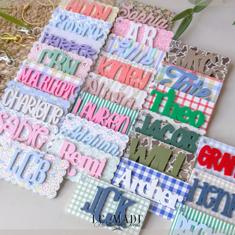 NEW Bag Tags, Personalized Name Bag Tag, Acrylic Bag Charms, Backpack Name Tag, Diaper Bag Tag, B... | Etsy (Global)