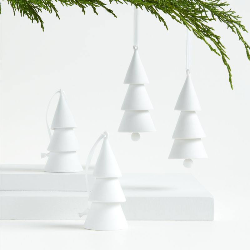 White Porcelain Bell Tree Christmas Ornaments, Set of 4 + Reviews | Crate & Barrel | Crate & Barrel