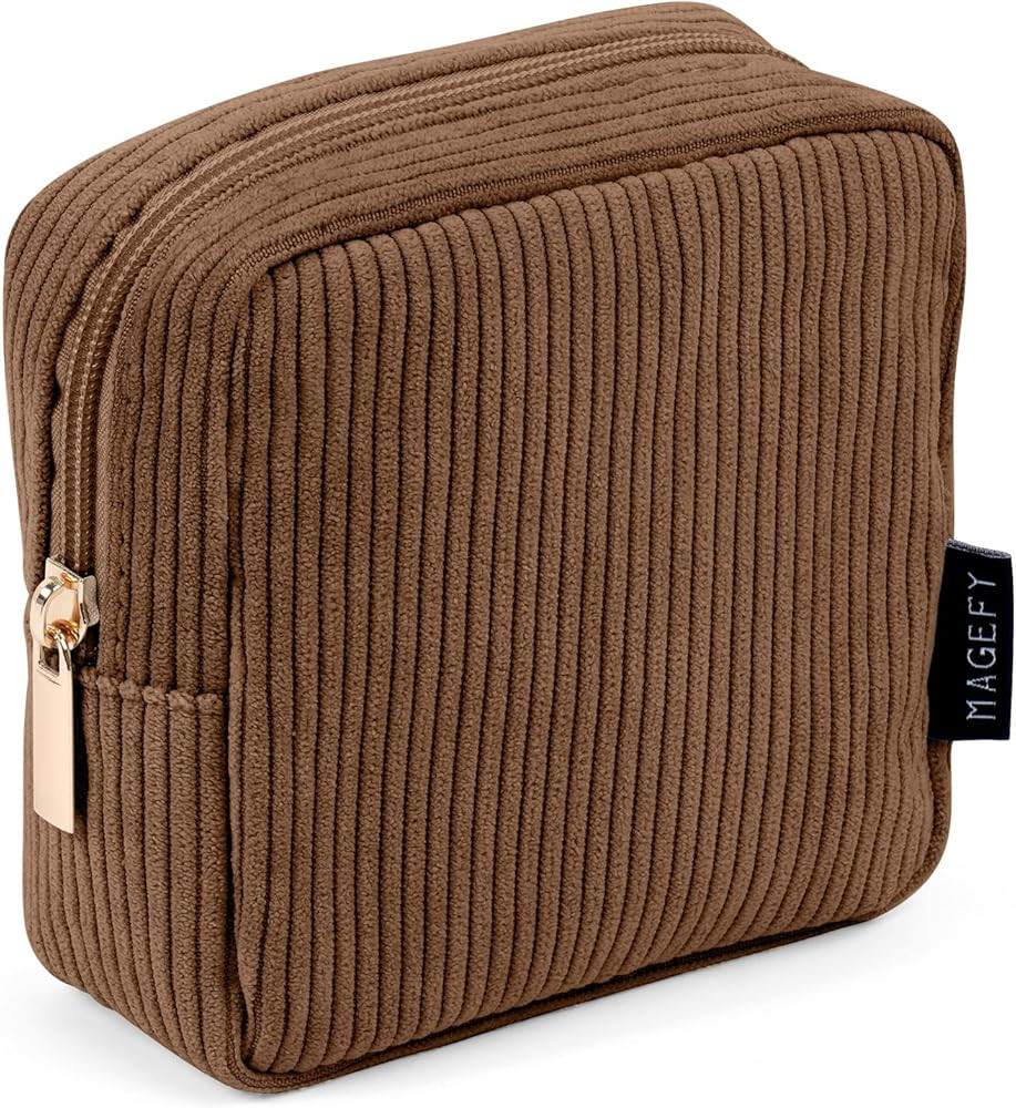 MAGEFY Small Makeup Bag for Purse Mini Cosmetics Bag Corduroy Cute Cosmetic Pouch for Women with ... | Amazon (US)