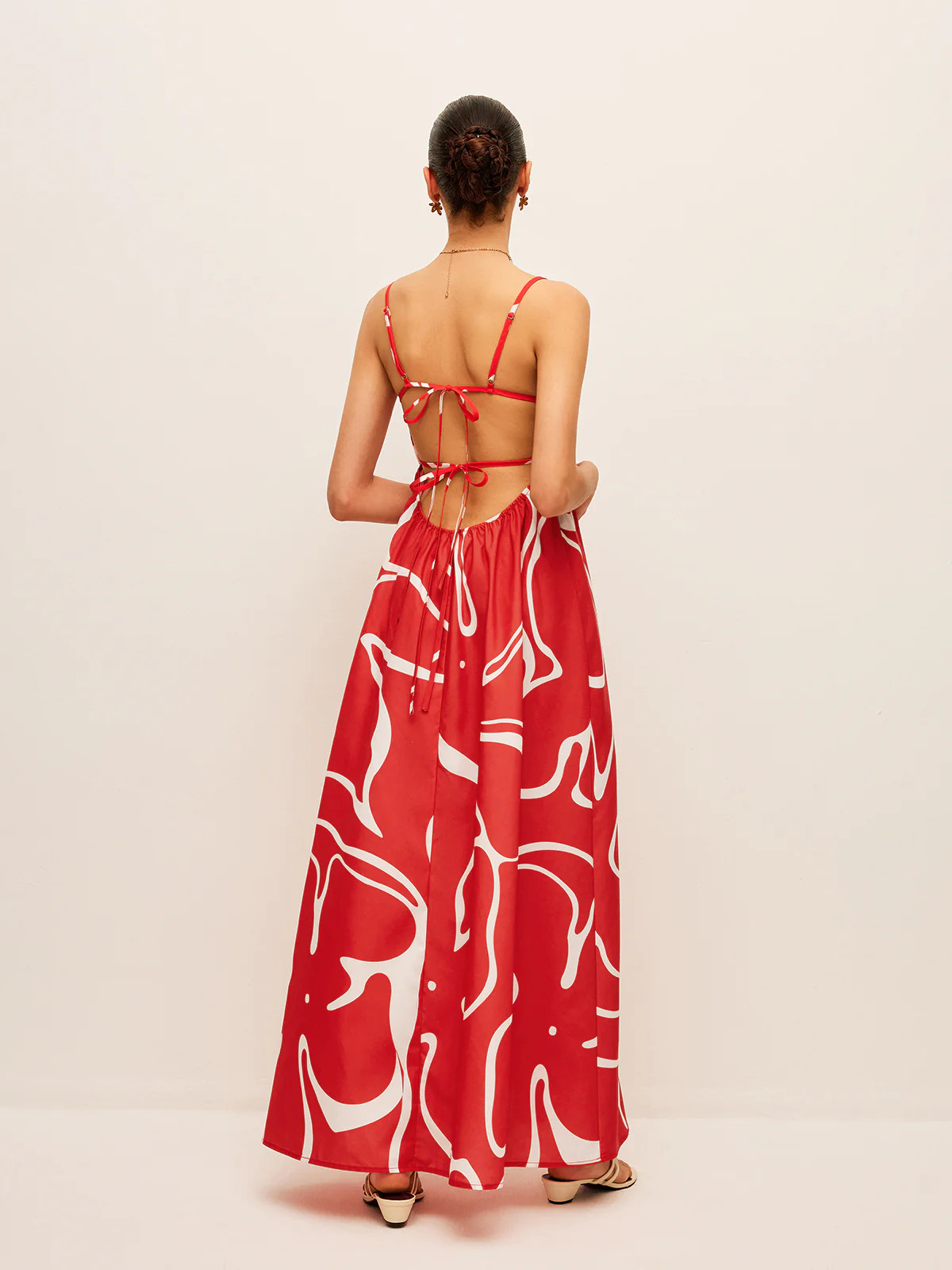 Printed Back Tie Detail Dress | Commense