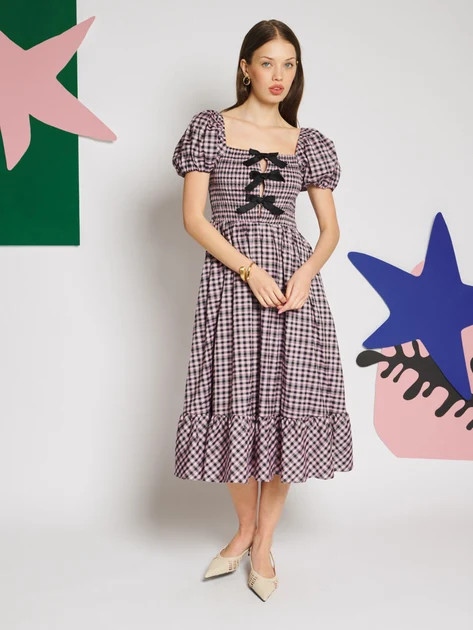 Vence Check Bow Midi Dress | Sister Jane (UK)