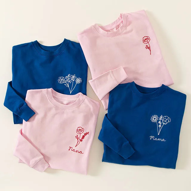 Custom Birth Month Flower Embroidered Sweatshirt | UncommonGoods