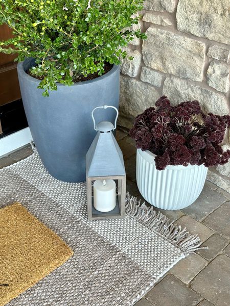 Early Fall front porch style.  

Pottery Barn | home styling | entryway | planters | layering rugs | home decor

#LTKhome #LTKSeasonal #LTKstyletip