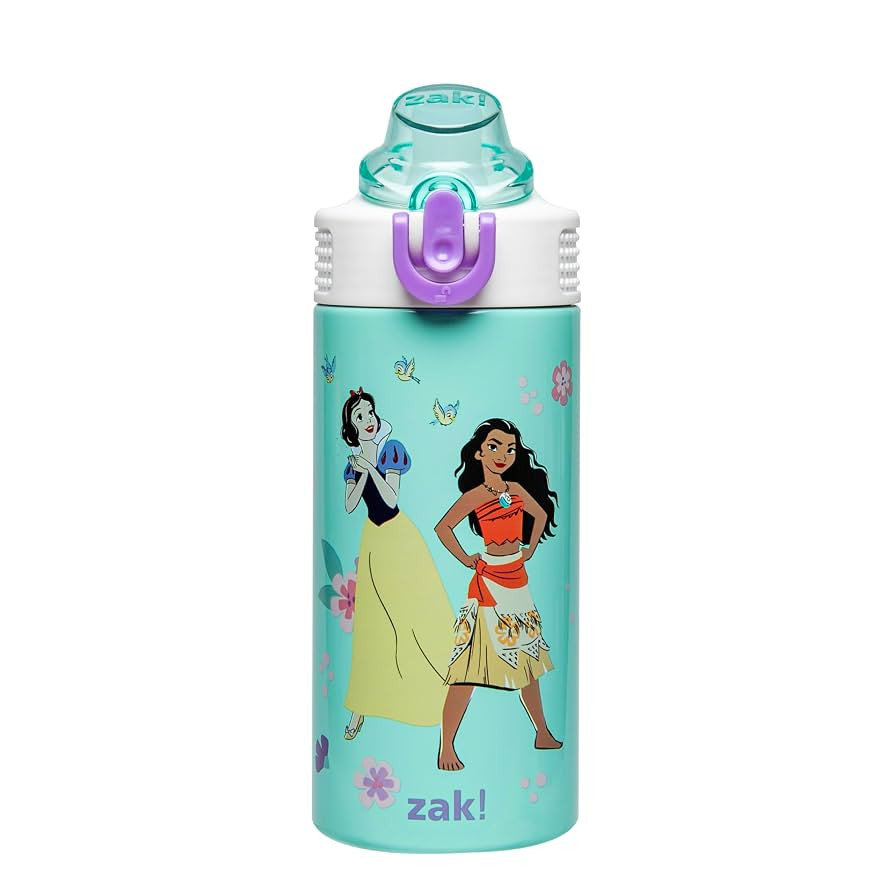Zak Designs Disney Princess Kids Water Bottle For School or Travel, 14oz Stainless Steel Water Bo... | Amazon (US)