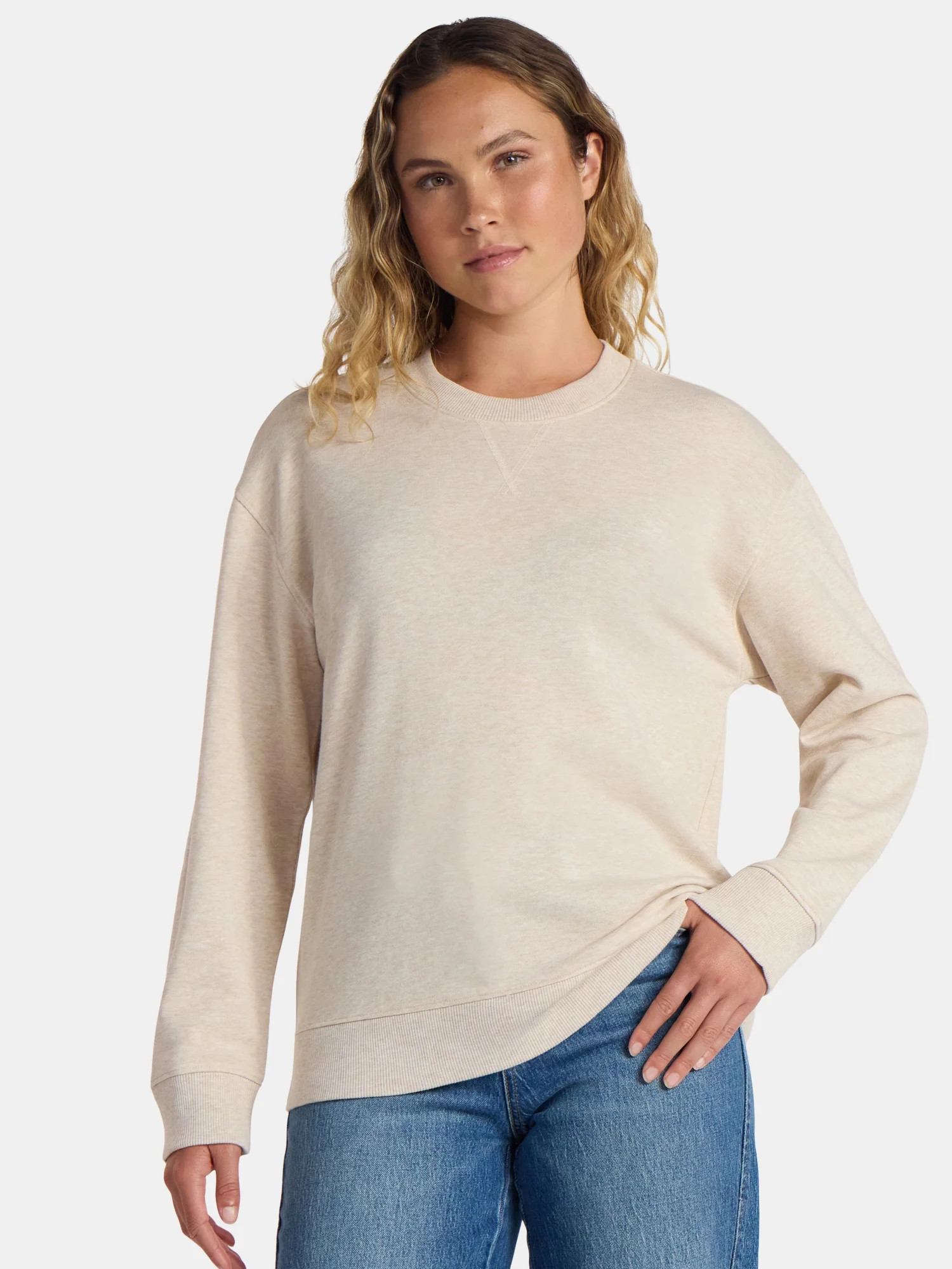 Time and Tru Women’s and Women’s Plus French Terry Crewneck Sweatshirt, Sizes XS-3XL | Walmart (US)