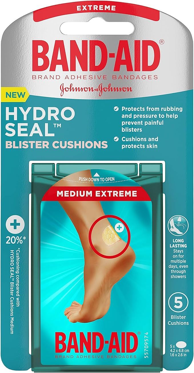Band-Aid Brand Hydro Seal Blister Cushion Bandages, Waterproof Adhesive Pads, Medium, 5 ct | Amazon (US)