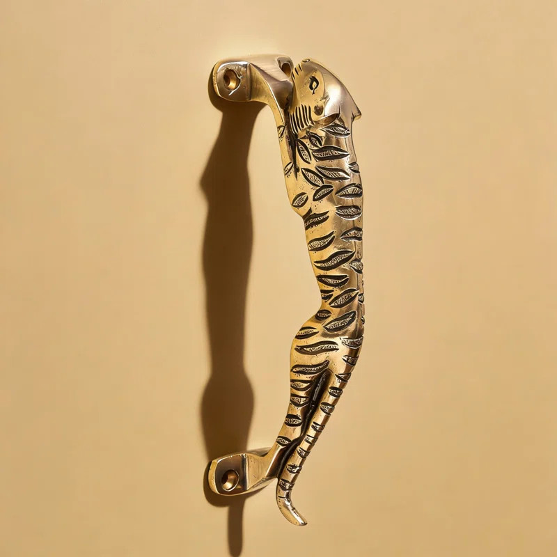 Solid Brass Jaguar Decorative Door Handle - Antique Gold Cabinet Pulls For Interior Doors, Drawer... | Wayfair North America