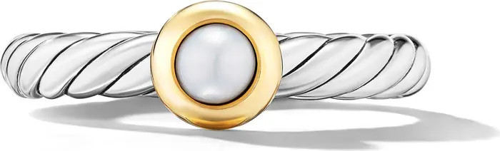 Petite Cable Ring in Sterling Silver with 14K Yellow Gold | Nordstrom
