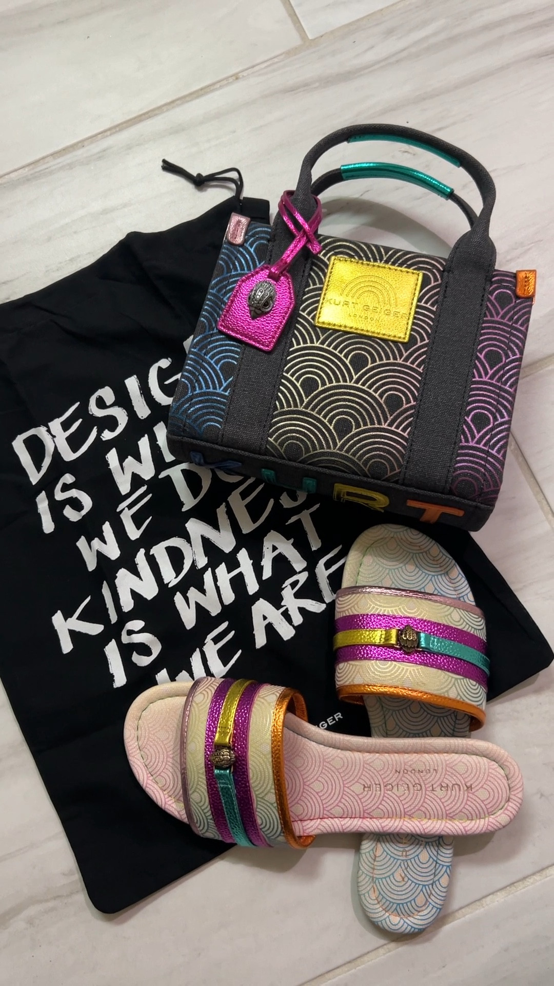 Spring collection | rainbow design | sandals with matching bag | small tote with shoulder strap attachment | Kurt Gieger | spring or summer outfit accessoriess

#LTKVideo #LTKitbag #LTKshoecrush