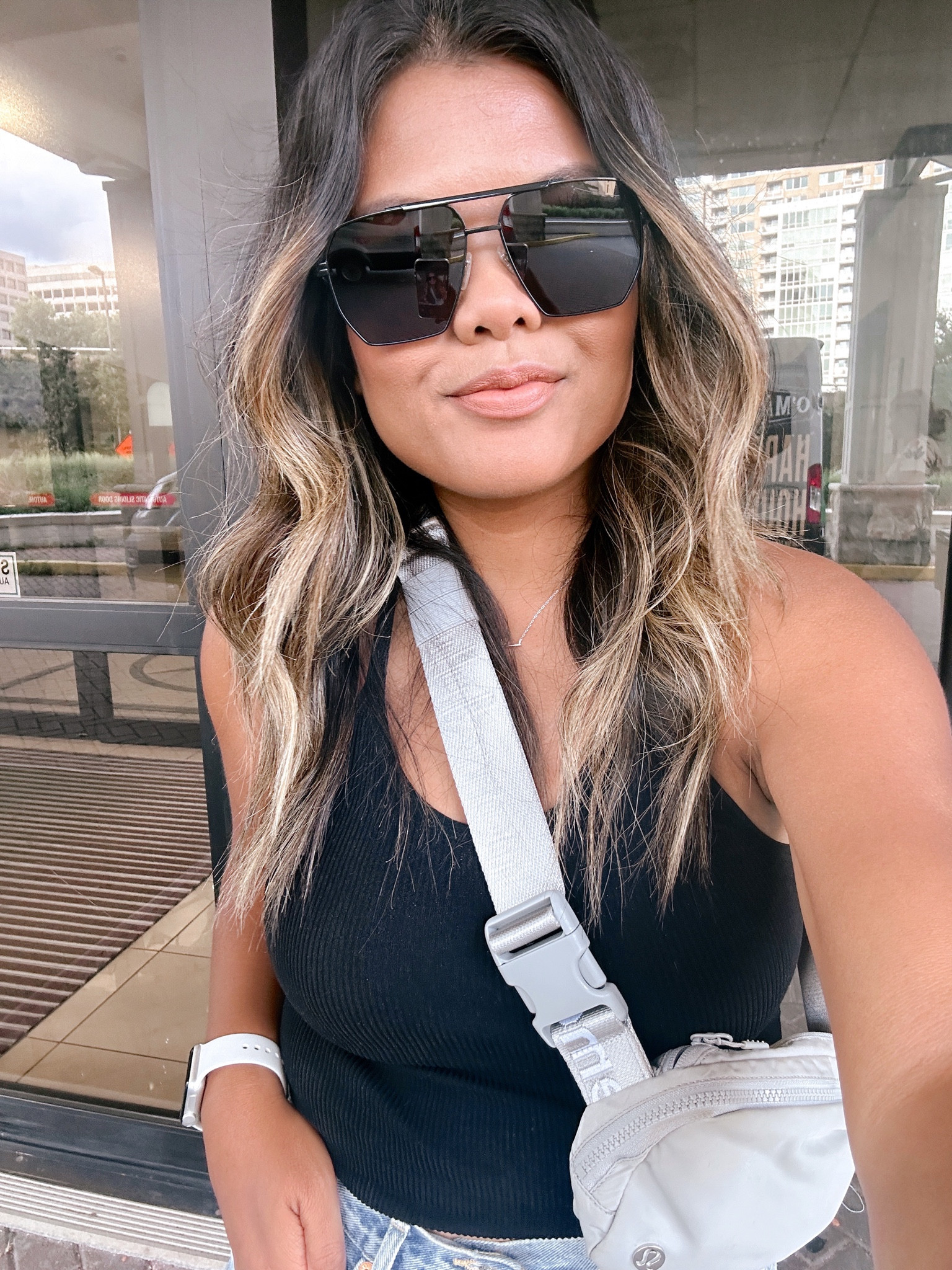 Travel and casual attire while we were in Washington DC!  Amazon oversized aviator sunglasses - Free People tank top dupe from Amazon (wearing a m/l long crop for these C-cup boobies) - lululemon belt bag - summer outfit - asian - Filipino - petite style - mom style 

#LTKsalealert #LTKunder50 #LTKover40