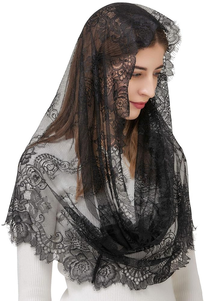 PAMOR Spanish Style Lace Traditional Vintage Inspired Infinity Shape Mantilla Veil Latin Mass Hea... | Amazon (US)