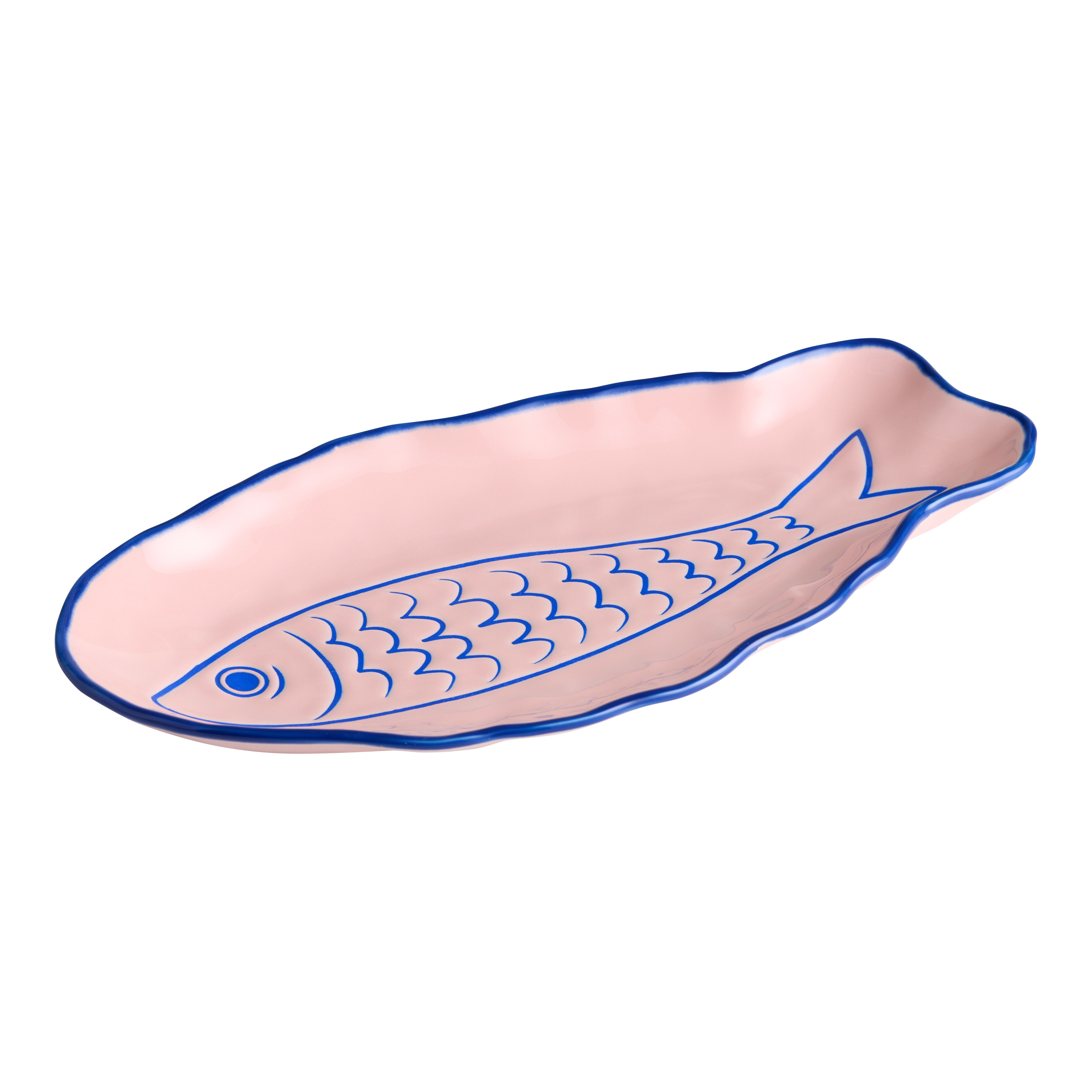 Pink and Blue Wax Resist Fish Serving Platter | World Market