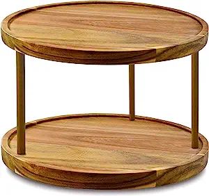 10" Acacia Wood Lazy Susan Organizer Kitchen Turntable for Cabinet Pantry Table Organization,Two-... | Amazon (US)