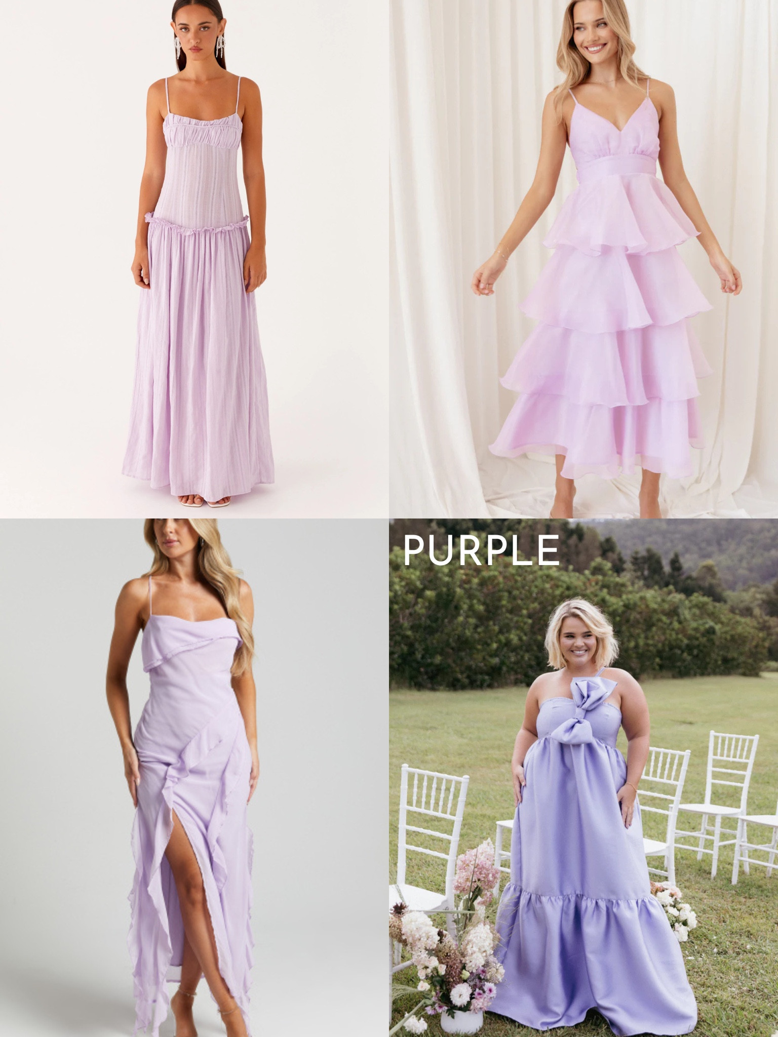 Purple and lavender wedding guest dresses #weddingguest 
