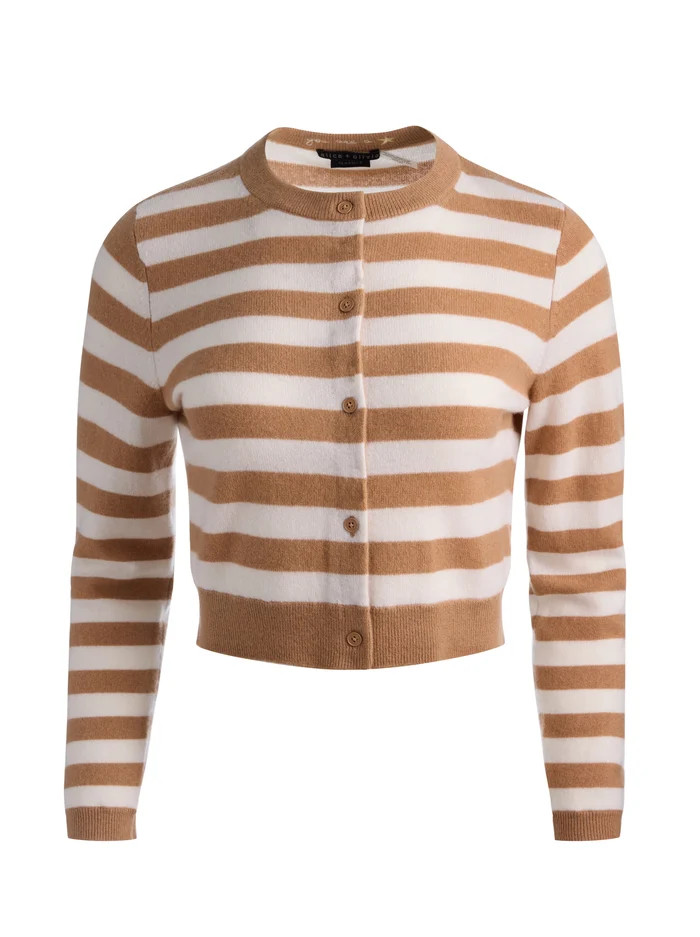 DOLLIE STRIPED CASHMERE CARDIGAN | Alice + Olivia