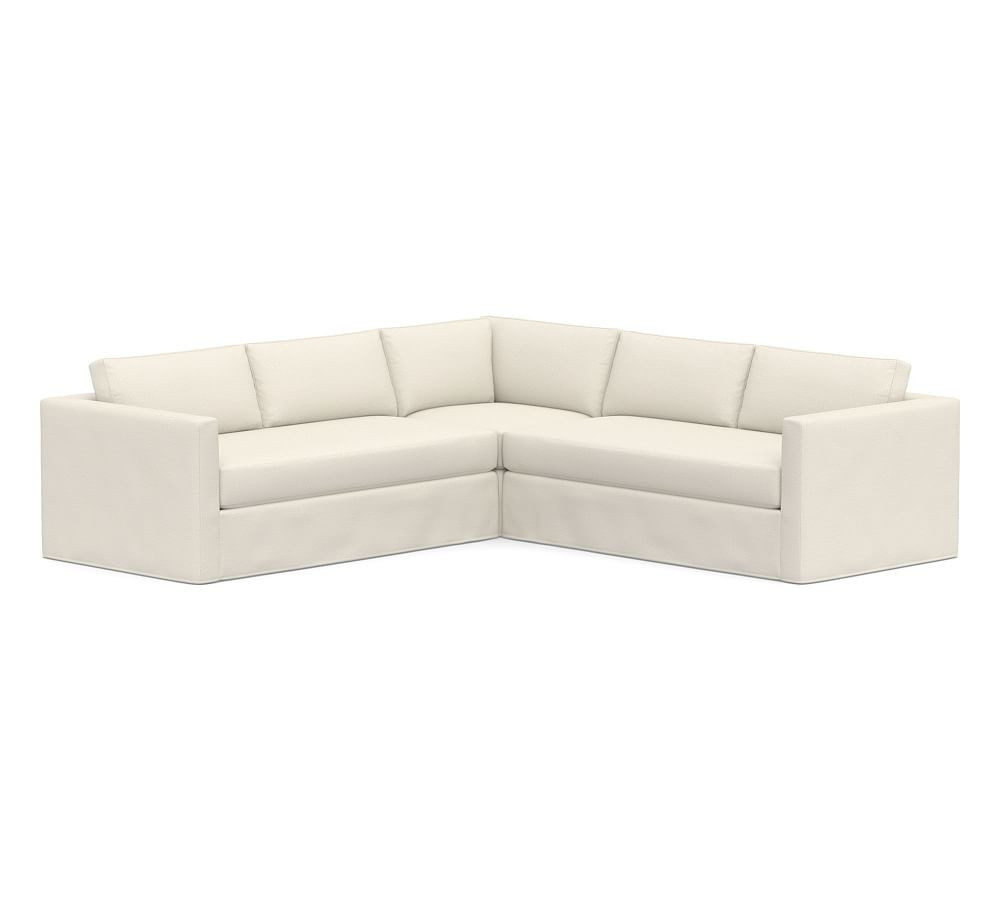 Carmel Slim Arm Slipcovered 3-Piece L-Shaped Sectional | Pottery Barn (US)