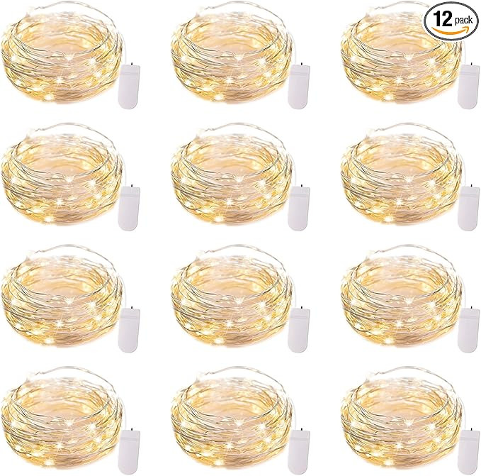 Brightown 12 Pack LED Fairy Lights Battery Operated String Lights - 7ft 20LED Waterproof Silver W... | Amazon (US)