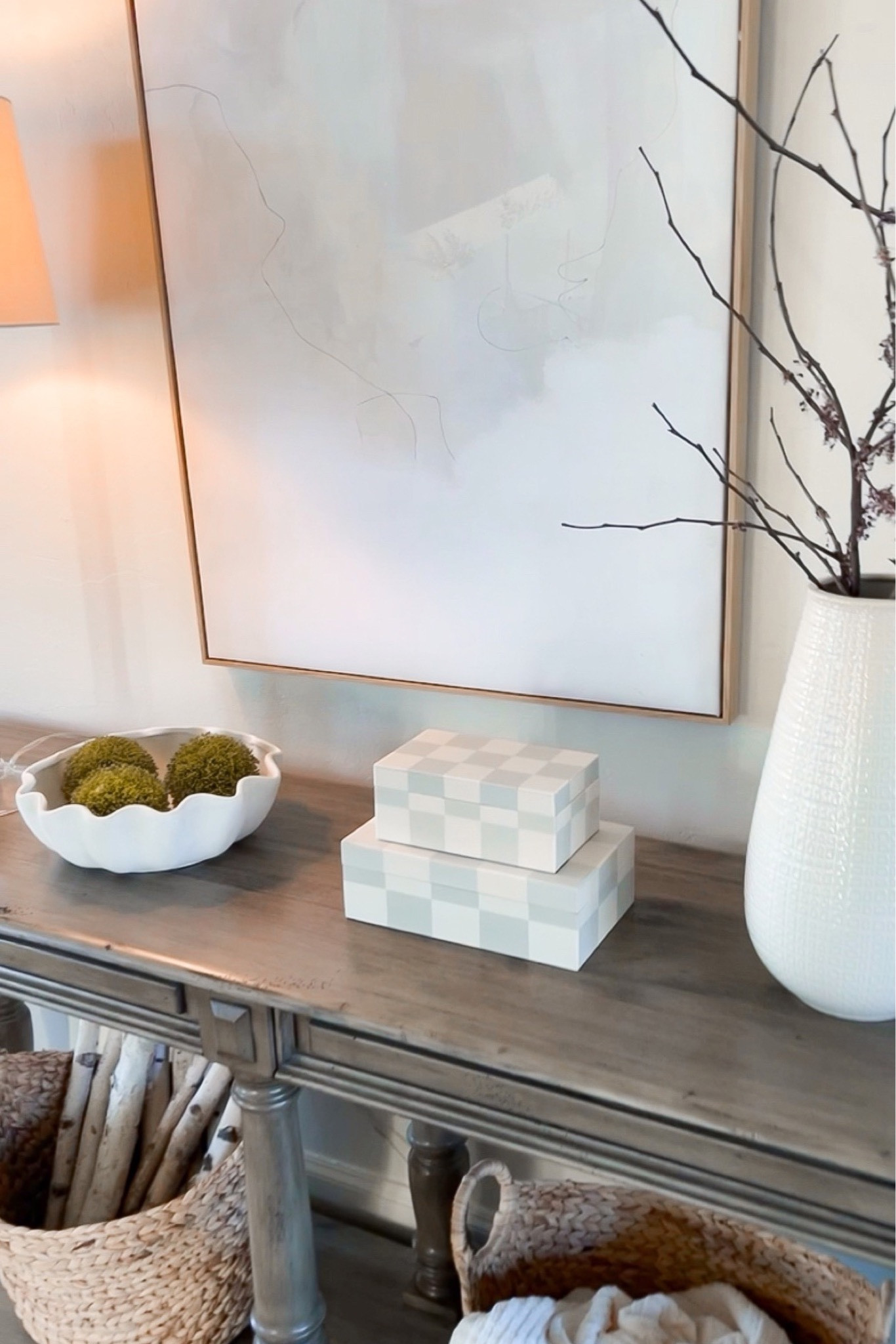 Entryway table, console table, entryway decor, wall art, wall decor, home decor, entryway way set up, vase, faux stems, bowl  

#LTKhome #LTKunder100