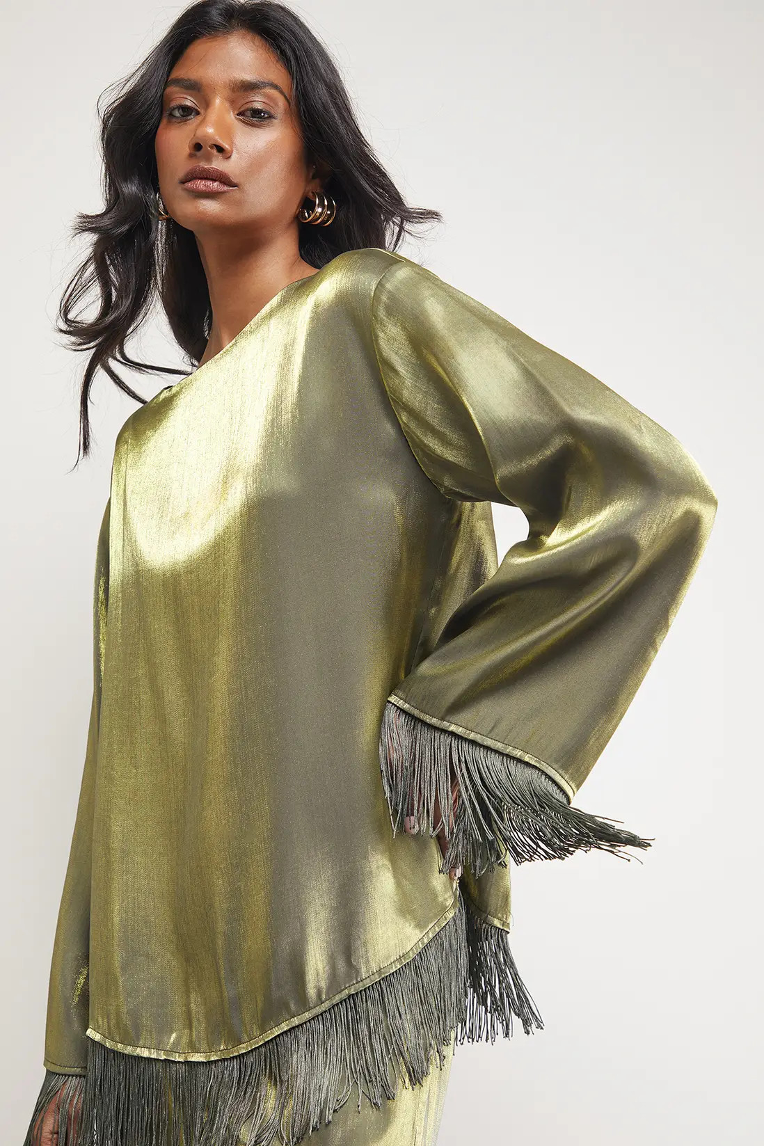 Satin Fringe Hem Oversized Top | Nasty Gal US