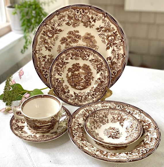 Royal Staffordshire TONQUIN Brown Place Setting Transferware 6 - Etsy | Etsy (US)