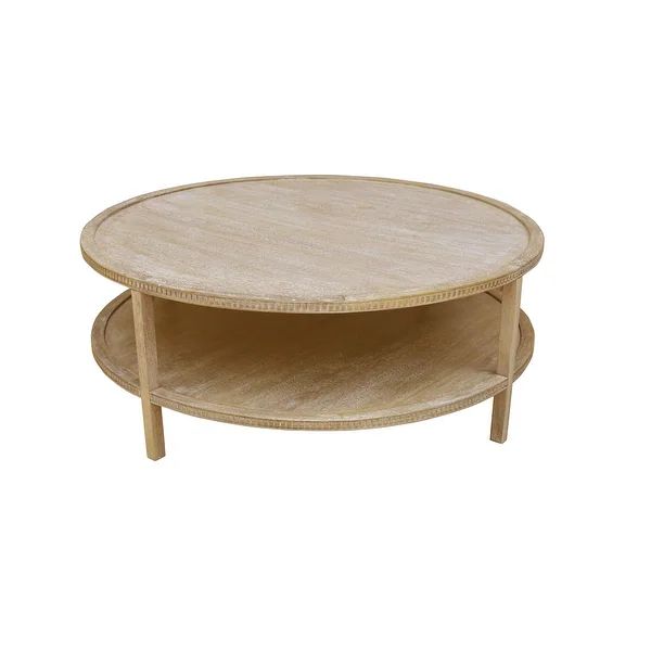 Rohan 48-inch Round Mango Hardwood Coffee Table with Shelf - Bed Bath & Beyond - 34464444 | Bed Bath & Beyond
