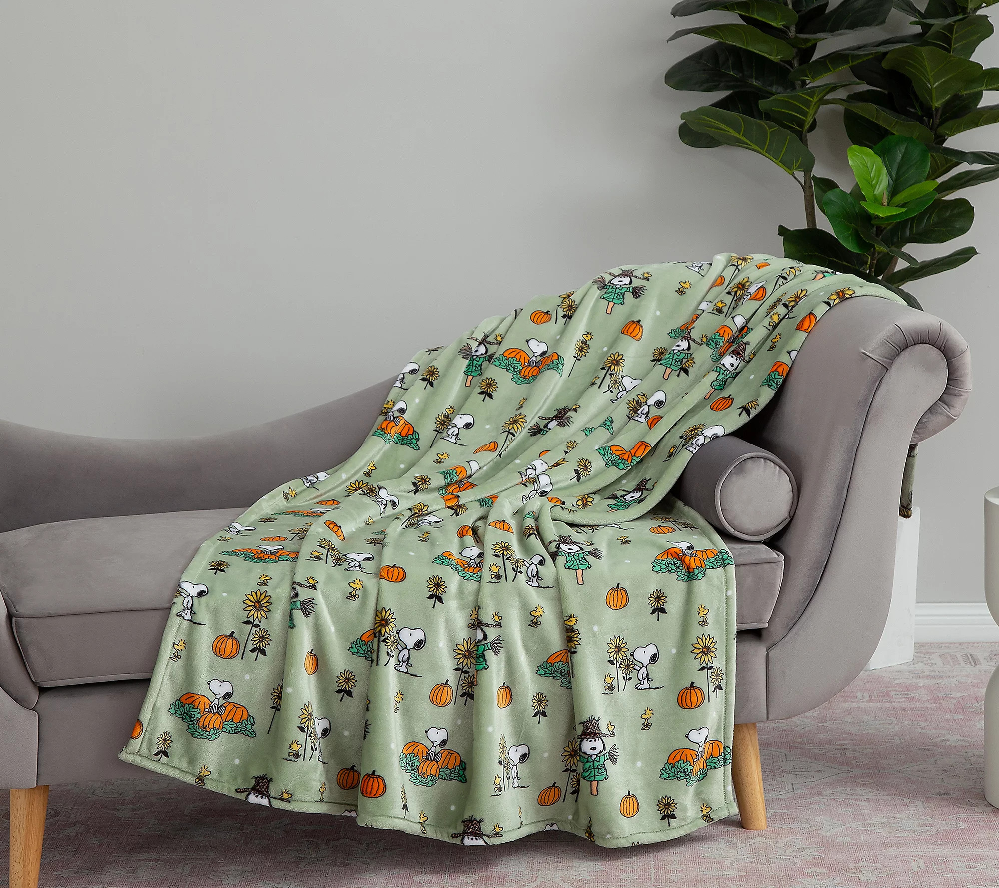 As Is Berkshire Peanuts Harvest Plush 55x70 Throw | QVC