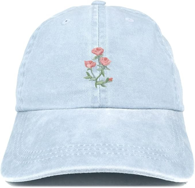 Trendy Apparel Shop Rose Bundle Patch Pigment Dyed Washed Baseball Cap - Light Blue at Amazon Men... | Amazon (US)