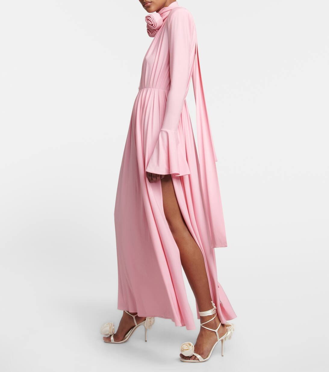 Floral-appliqué satin sandals | Mytheresa (US/CA)