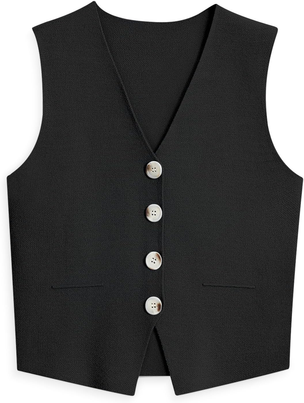 LILLUSORY Business Casual Tops for Women 2024 Dressy Sleeveless Sweater Vests V Neck Button Down ... | Amazon (US)